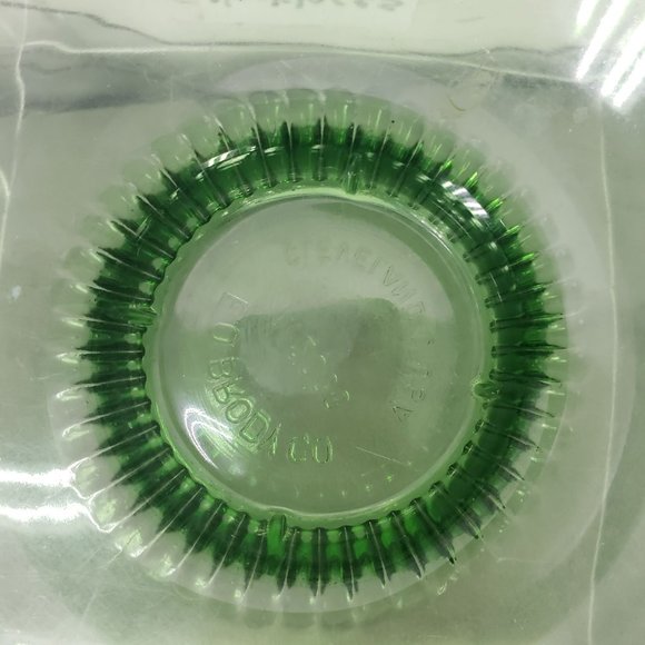 Vintage Green Glass Bowl by EO Brody Co with Scalloped Rim Pedestal Bowl - Picture 8 of 13